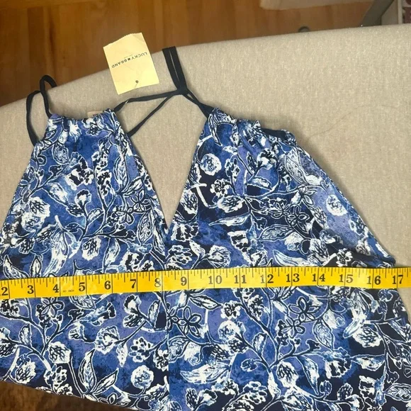 NWT LUCKY BRAND Indigo Floral Maxi Dress Boho Tassel Beach Dress Cover Up Size S - Picture 15 of 16